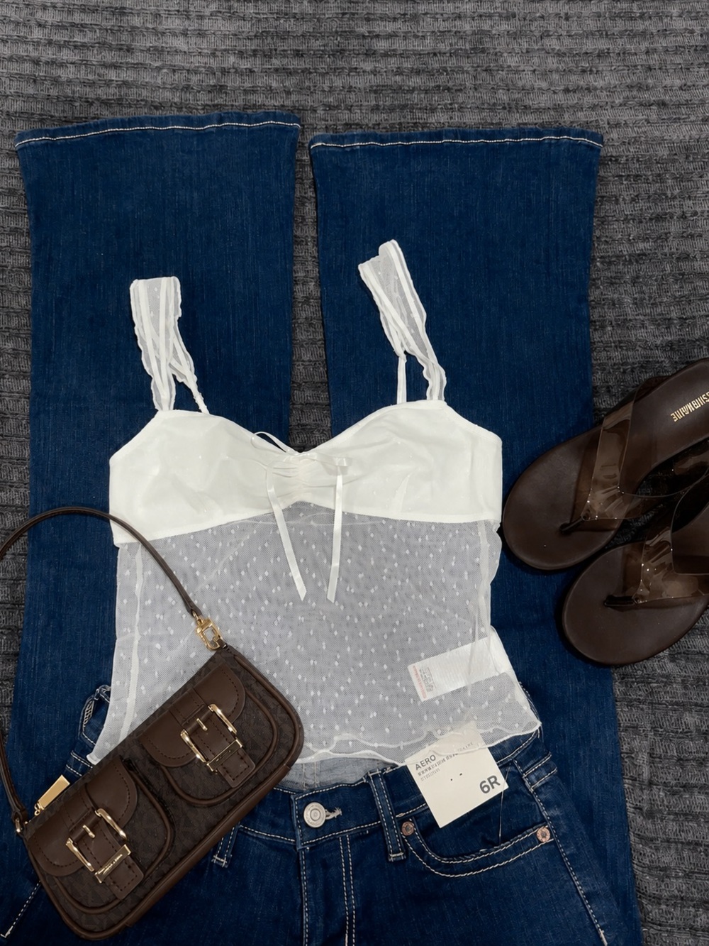 Romantic/coquette White Sheer polka Dot Cami